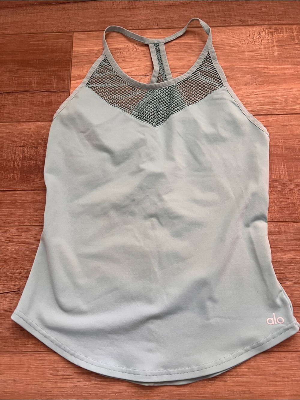 Alo Yoga Elite Tank Top Light Blue Mesh Size Small